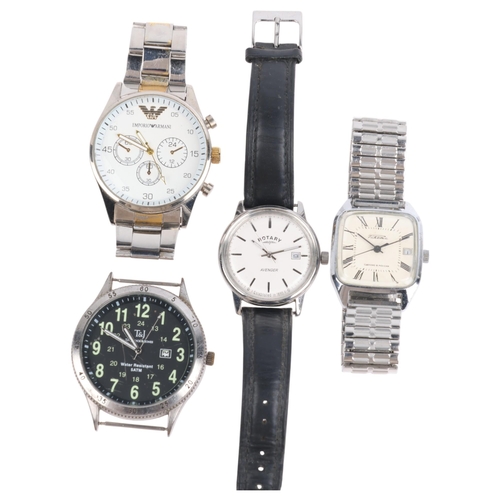 1078 - 4 wristwatches, including Rotary Avenger, Emporio Armani, etc (4)