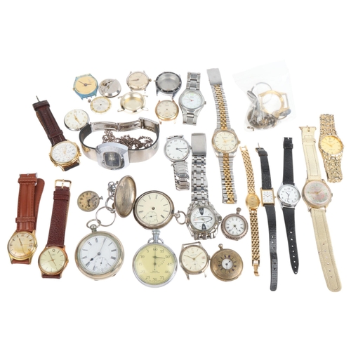 1080 - Various wristwatches, pocket watches, and parts, including Avia, Swatch, Timex, etc