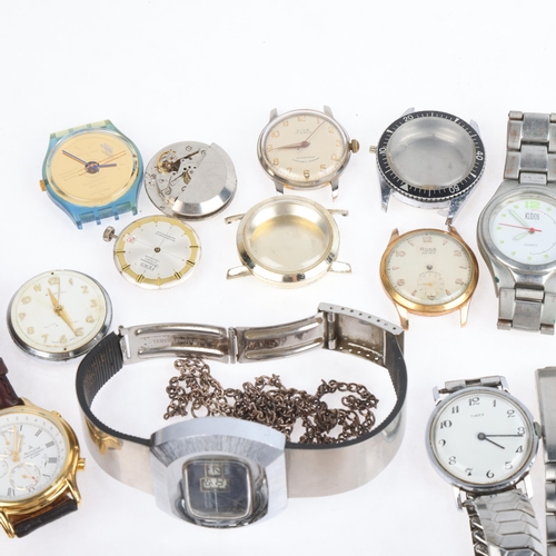 1080 - Various wristwatches, pocket watches, and parts, including Avia, Swatch, Timex, etc