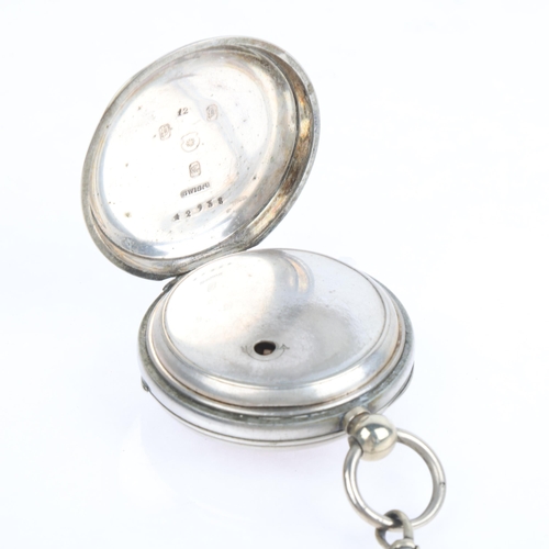 1087 - A 19th century Swiss silver plated open-face key-wind pocket watch, copper dial with applied Gothic ... 