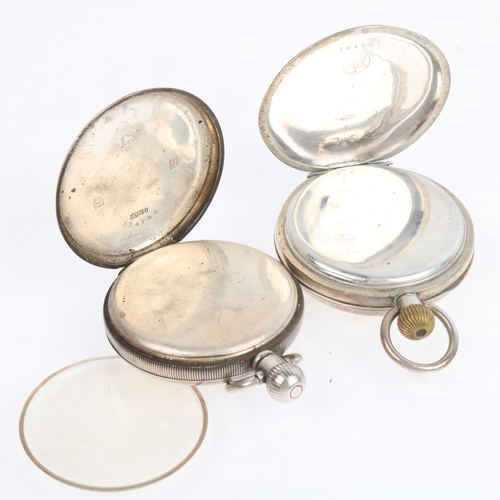 1088 - 2 silver open-face keyless pocket watches, comprising Wards Stores Ltd, and Rhetia, largest case wid... 