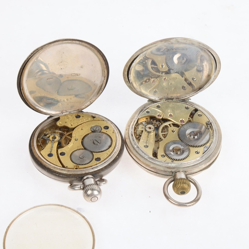 1088 - 2 silver open-face keyless pocket watches, comprising Wards Stores Ltd, and Rhetia, largest case wid... 