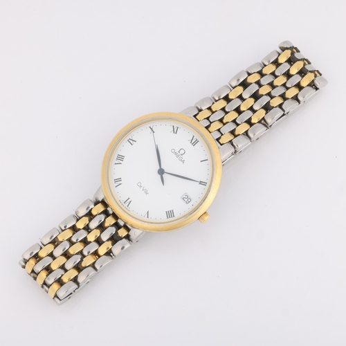 1092 - OMEGA - a gold plated stainless steel De Ville quartz calendar bracelet watch, ref. 396.2432, circa ... 