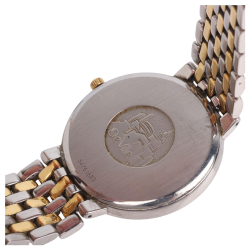 1092 - OMEGA - a gold plated stainless steel De Ville quartz calendar bracelet watch, ref. 396.2432, circa ... 