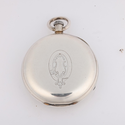 1097 - A late 19th century silver open-face key-wind centre seconds chronograph lever pocket watch, by E Wi... 