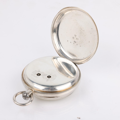 1097 - A late 19th century silver open-face key-wind centre seconds chronograph lever pocket watch, by E Wi... 