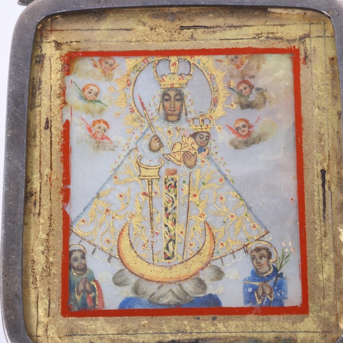 1457 - A large Spanish Colonial School devotional reliquary pendant, possibly from Cuzco, Peru 18th century... 