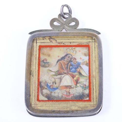 1457 - A large Spanish Colonial School devotional reliquary pendant, possibly from Cuzco, Peru 18th century... 