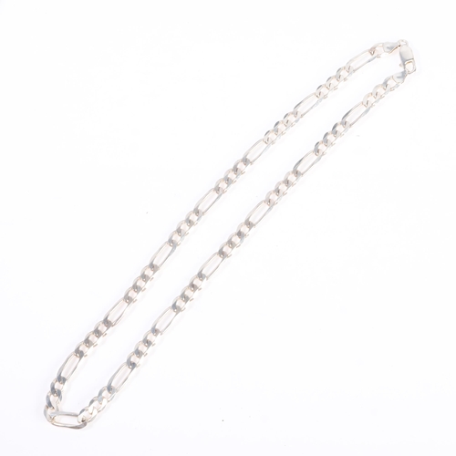 1471 - An Italian sterling silver flat figaro link chain necklace, 48cm, 33.8g