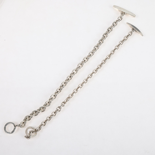 1557 - 2 Danish sterling silver anchor cable link chain bracelets, makers include Robert Valentine Olsen, 2... 