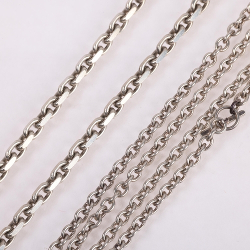 1561 - 2 Danish sterling silver chain necklaces, 80cm x 52cm, 62.6g total (2)