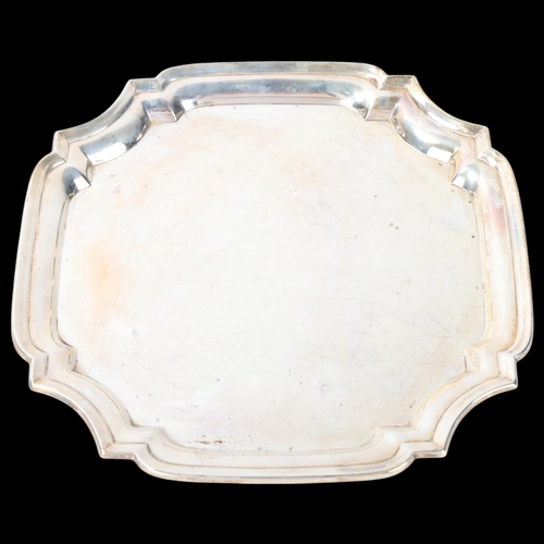 1801 - A George V silver salver, Deakin & Francis, Birmingham 1931, square scalloped form, 19cm, 8oz