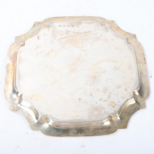 1801 - A George V silver salver, Deakin & Francis, Birmingham 1931, square scalloped form, 19cm, 8oz