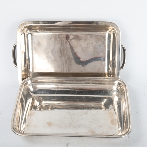 1812 - A George V silver entree serving dish and cover, S Blanckensee & Son, Birmingham 1931, rectangular f... 