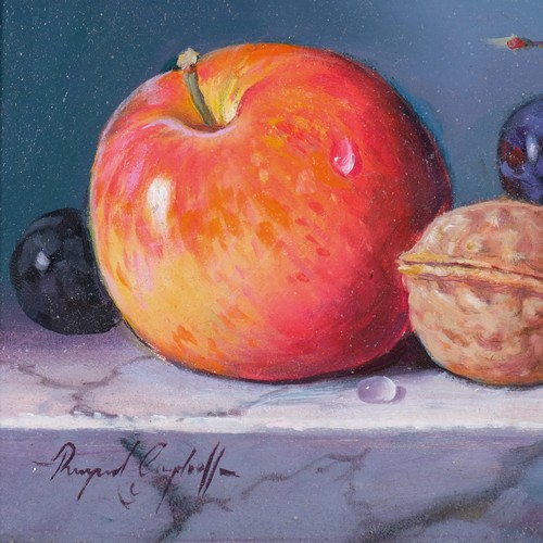 660 - Raymond Campbell (born 1956), Fruit And Nut, still life oil on board, 12cm x 19cm, framed