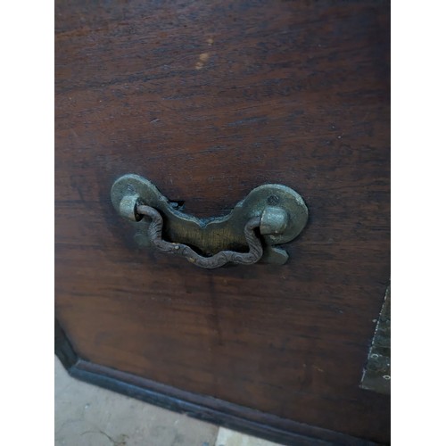 2218 - A 19th century Zanzibar trader's chest of hardwood construction, with copper and studded brass decor... 