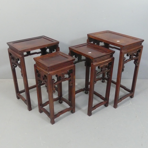 2142 - A Chinese hardwood quartetto nest of rectangular occasional tables. Largest 48cm, height 67m, depth ... 