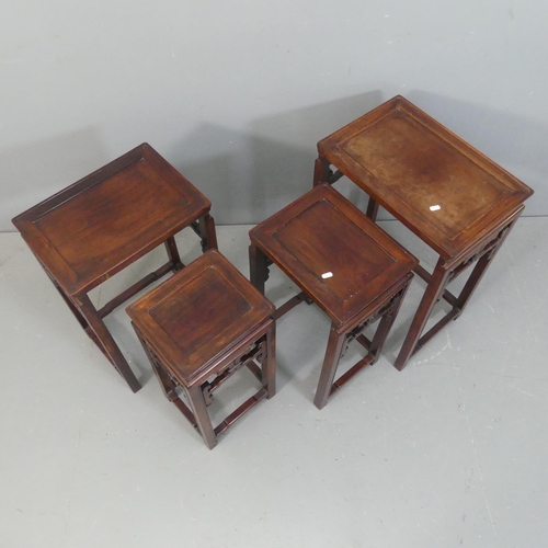 2142 - A Chinese hardwood quartetto nest of rectangular occasional tables. Largest 48cm, height 67m, depth ... 