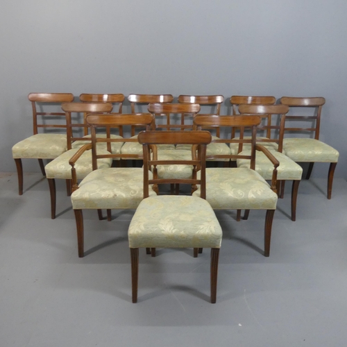 2148 - A set of twelve regency design mahogany dining chairs comprising two carver chairs and ten side chai... 