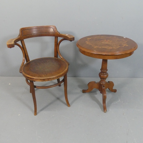 2173 - An early 20th century circular seated bentwood bistro chair, and a circular Italianate occasional ta... 