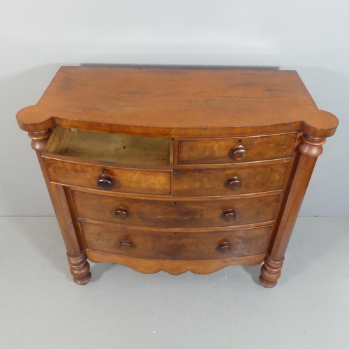 2202 - A Victorian mahogany chest of two short and three long drawers, with two pilasters and turned legs. ... 