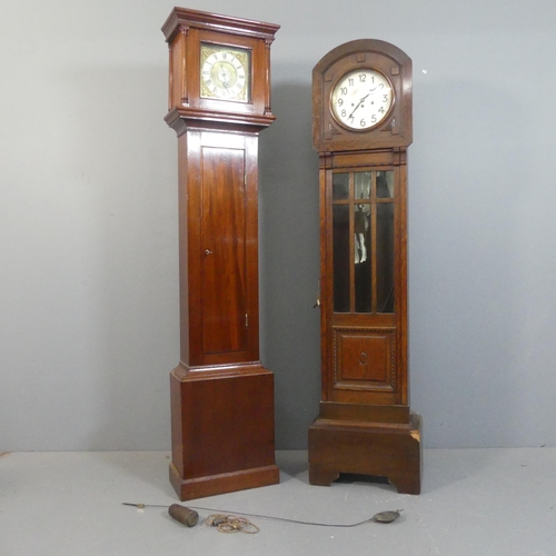 2214 - A mahogany cased 30 hour longcase clock, and a 1930s Junghans style longcase clock. Tallest 187cm. (... 