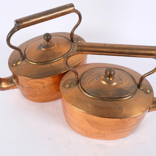 111 - A pair of 19th century copper kettles, inscribed 