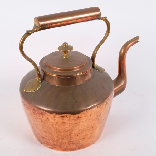 112 - A large Victorian copper and brass kettle, H34cm