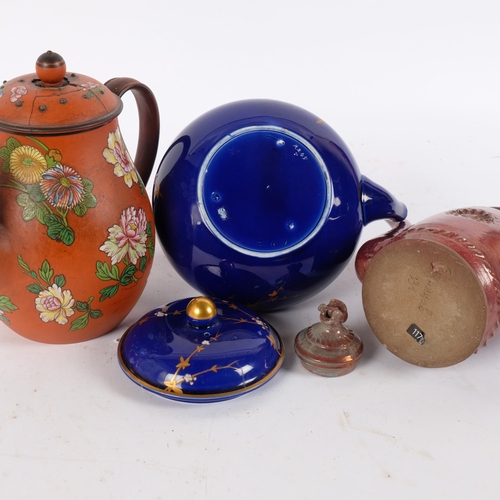 133 - 3 teapots, including Wedgwood Burnt Orange pottery teapot, Wedgwood Japonaise teapot, and a Russian ... 