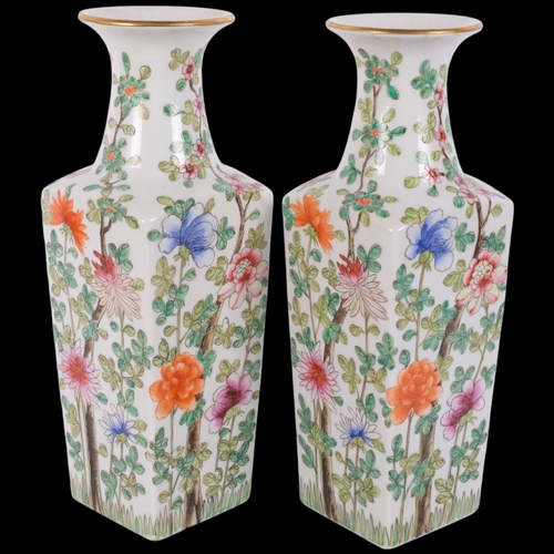 142 - A pair of Chinese style square-section vases, 37cm