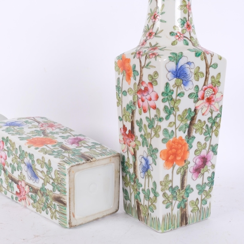 142 - A pair of Chinese style square-section vases, 37cm