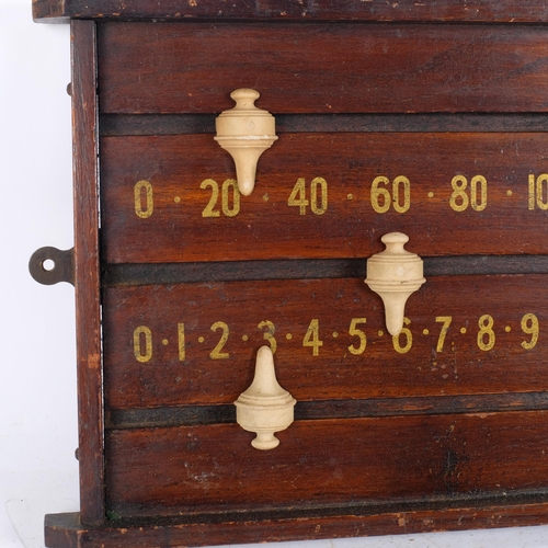 156 - A Vintage stained oak snooker scoreboard, 27cm x 61cm