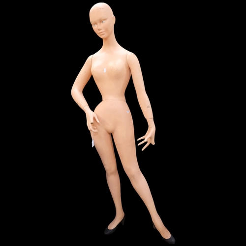 158 - A Vintage female sectional shop mannequin, free-standing, H172cm