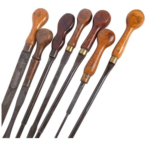 165 - A group of Vintage Turnscrew screwdrivers, including some brass-mounted, longest 72cm (7)