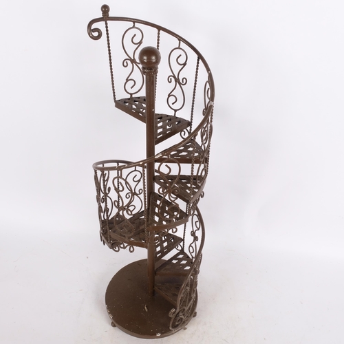 17 - A Vintage painted aluminium architect's model spiral staircase, H68cm