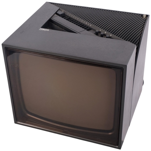 177 - A rare 1980s Zanussi Precision Vision model 201 post-modern black box black and white portable telev... 