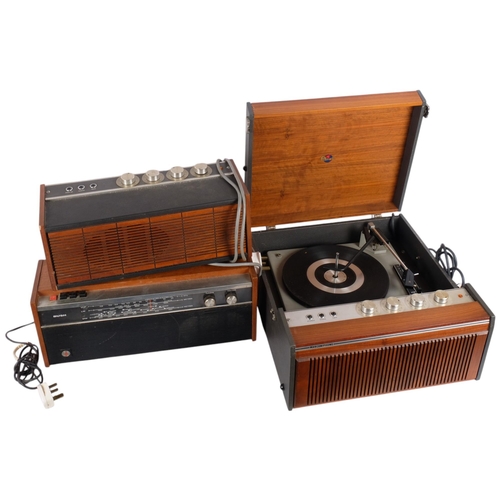 178 - A Marconiphone teak-cased record player, together with a Vintage Bush teak-cased radio type VHF101, ... 