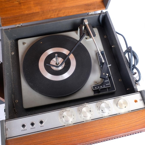 178 - A Marconiphone teak-cased record player, together with a Vintage Bush teak-cased radio type VHF101, ... 