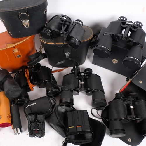 200 - A collection of various binoculars, including a Praktica W10X 50P, a pair of Zenith 10x50 no. 40051,... 