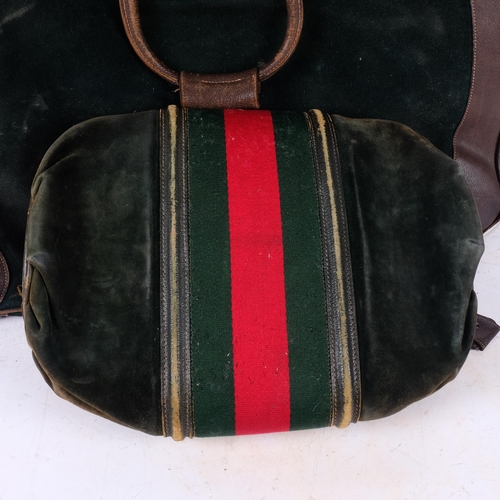 205 - GUCCI - 2 Vintage Gucci travel cases, including an olive leather holdall, with a small leather label... 