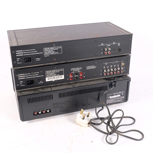 206 - An Arcam Alpha stereo tuner, stereo amplifier, and a Denon DRW-750 double-cassette tape deck