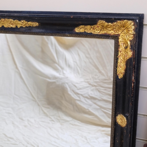 38 - An antique gilt-gesso framed wall mirror, 63cm x 89cm