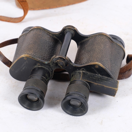 48 - A pair of Lloyd Owen Compocular binoculars, by Ross of London, original leather case, these were use... 