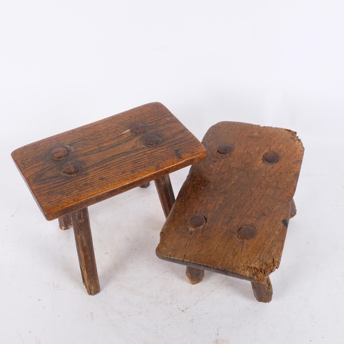 56 - 2 Antique elm milking stools, 18th or 19th century