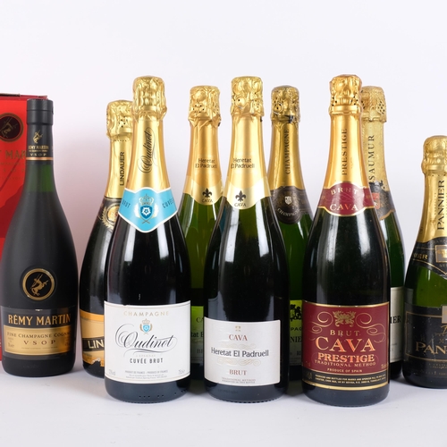 69 - A bottle of Remy Martin Fine Champagne Cognac, and 9 bottles of mixed Champagne and Sparkling wine (... 