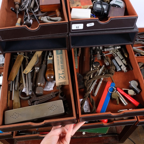 82 - A collection of engineering tools and hand tools, in 2 filing chests