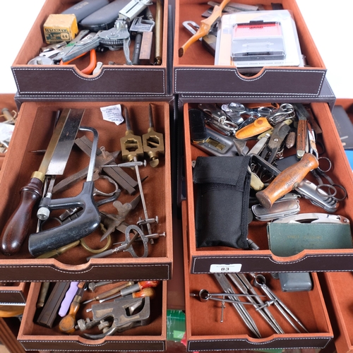 83 - A collection of engineering tools and hand tools, in 2 filing chests