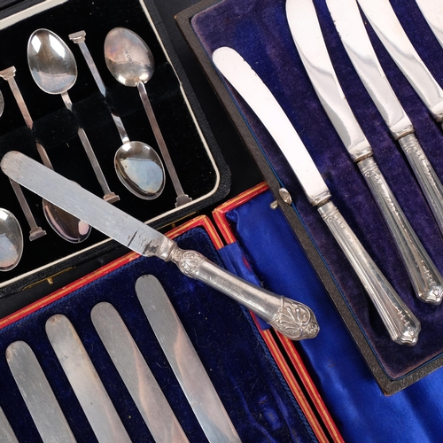 547 - 3 cased sets of silver cutlery, including set of 6 teaspoons, by William Adams, Birmingham 1927, 1.2... 