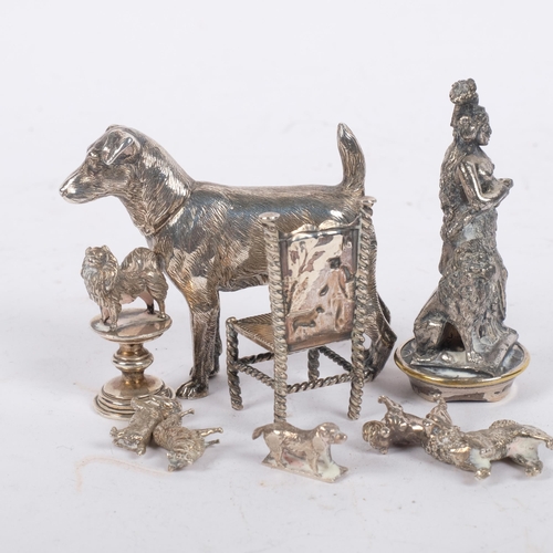 578 - Various silver and plate, including Dutch miniature silver chair and remaining silver plated figures... 