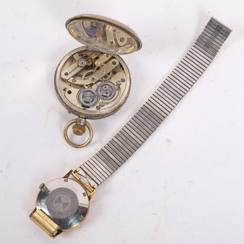 593 - A Continental silver pocket watch, and a Favre-Leuba automatic wristwatch (2)